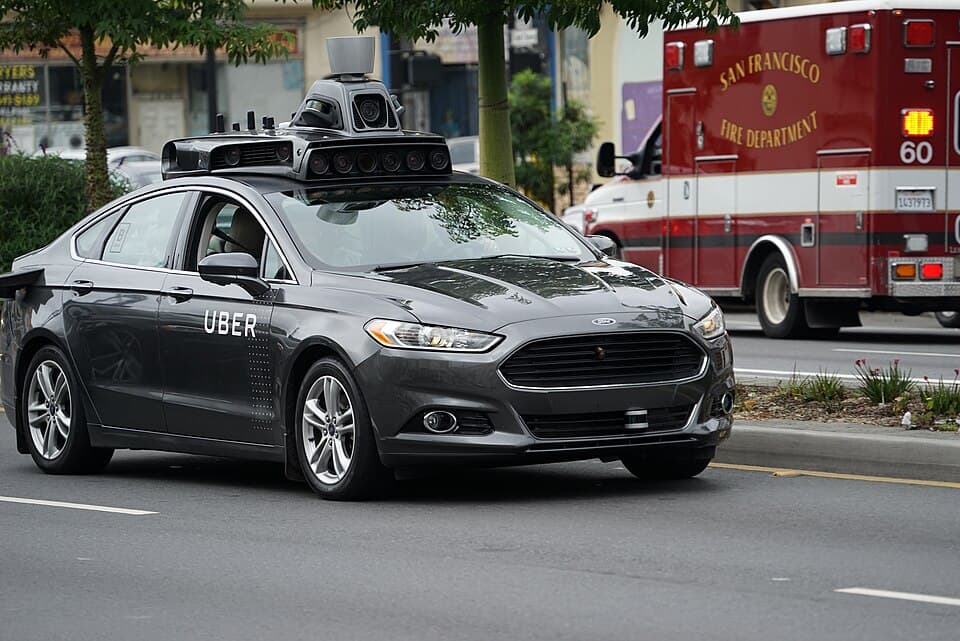 Wikimedia Commons A self-driving Uber vehicle drive through the streets at San Francisco on November 6, 2016.