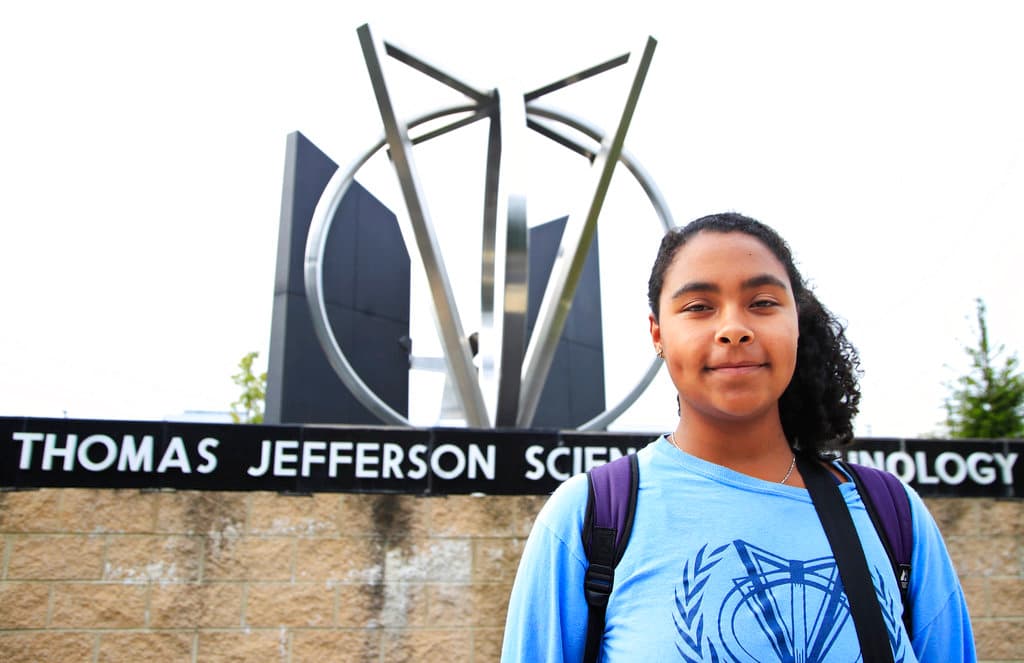 A student at Thomas Jefferson High School for Science and Technology at  Fairfax County, Virginia, in 2017. 