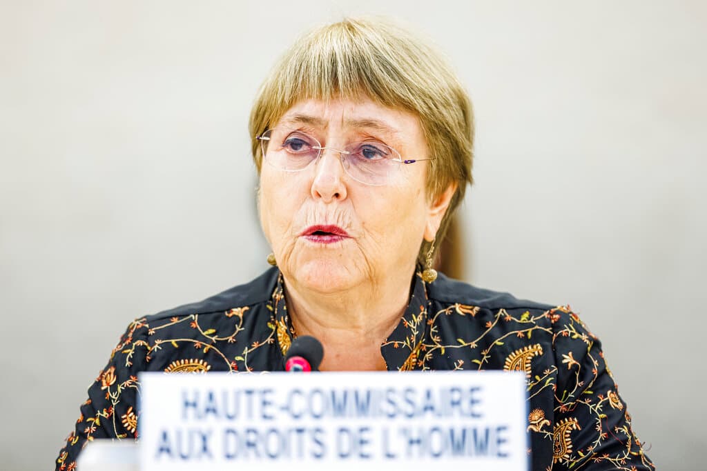 The UN commissioner for human rights, Michelle Bachelet, at Geneva June 13, 2022. 