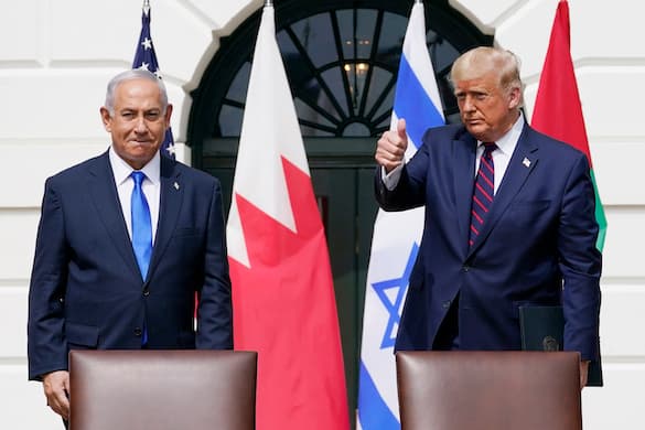 Prime Minister Netanyahu and President Trump during the Abraham Accords signing ceremony at the White House September 15, 2020. 