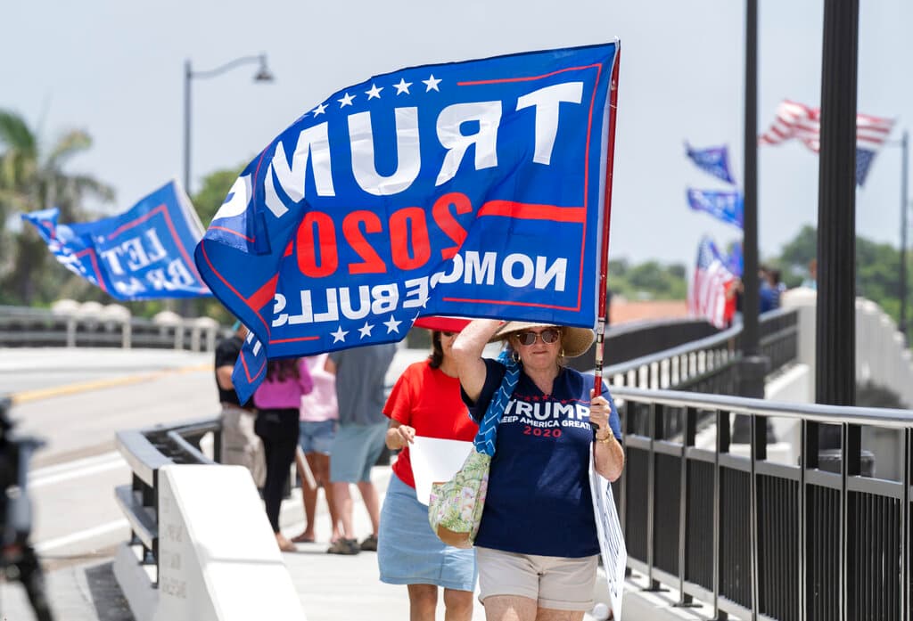 Supporters of President Trump gather near Mar-a-Lago at Palm Beach, Florida, August 9, 2022. 
