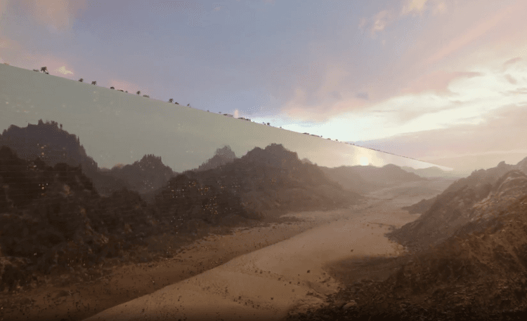 A view of the planned Saudi Arabian ‘smart city,’ The Line.