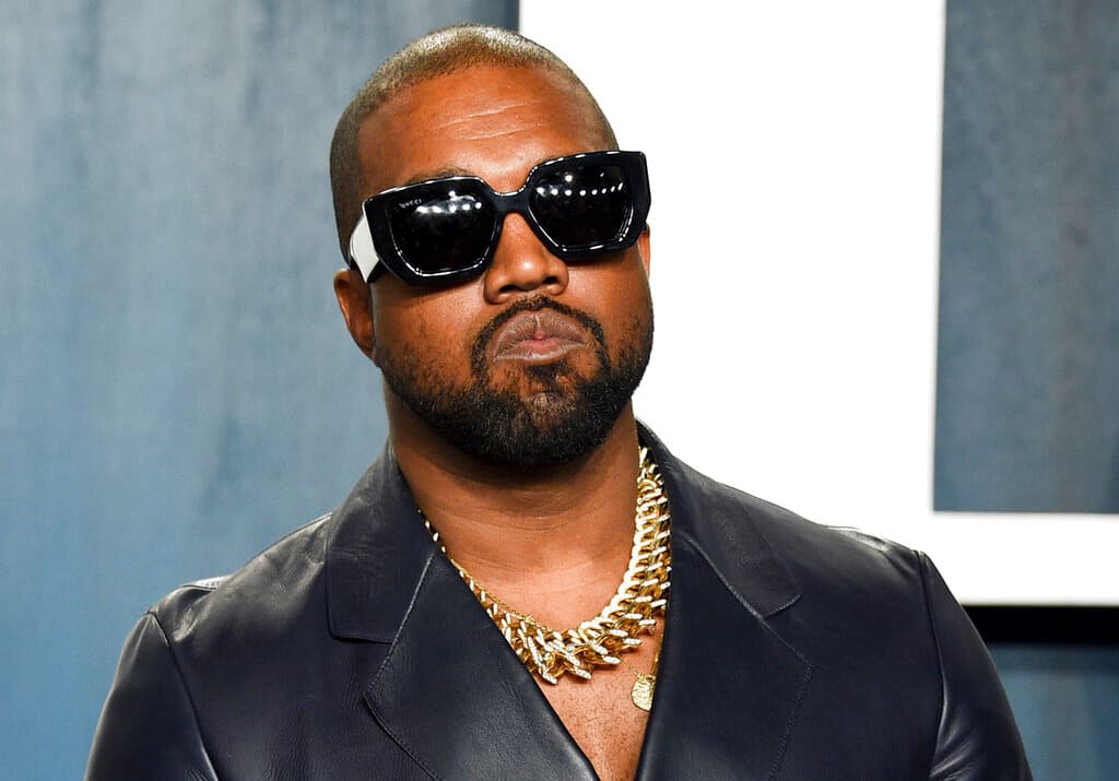 Kanye West, now known as Ye, at the Vanity Fair Oscar Party on February 9, 2020, at Beverly Hills.