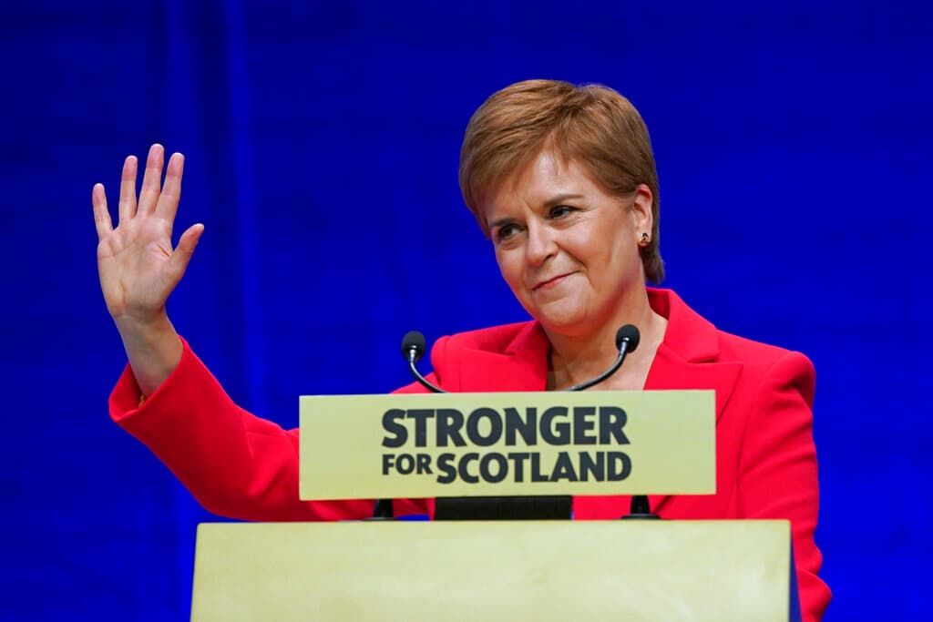 Scotland's first minister, Nicola Sturgeon, at Aberdeen, October 10, 2022. 