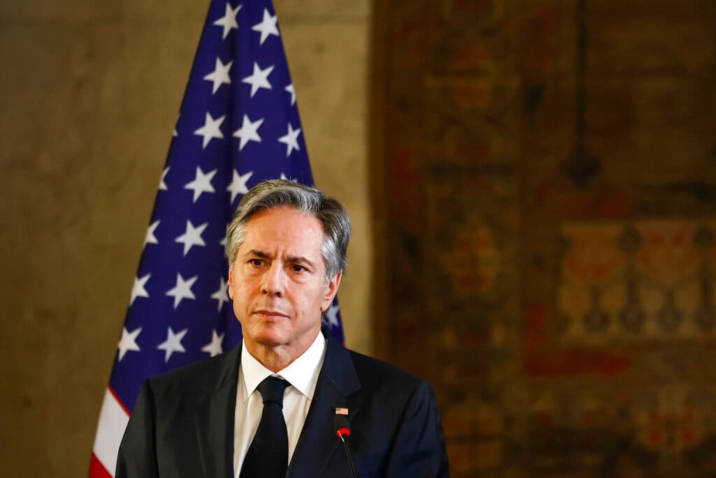 Secretary Blinken at Cairo January 30, 2023, before traveling to Jerusalem. 