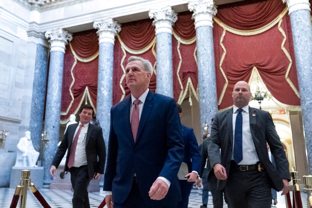 Speaker McCarthy walks from the House floor on Capitol Hill, January 10, 2023. 