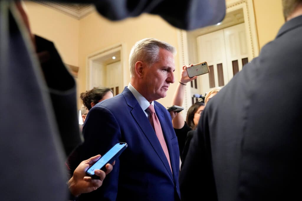 Representative Kevin McCarthy heads to the House floor on Capitol Hill, January 3, 2023. 