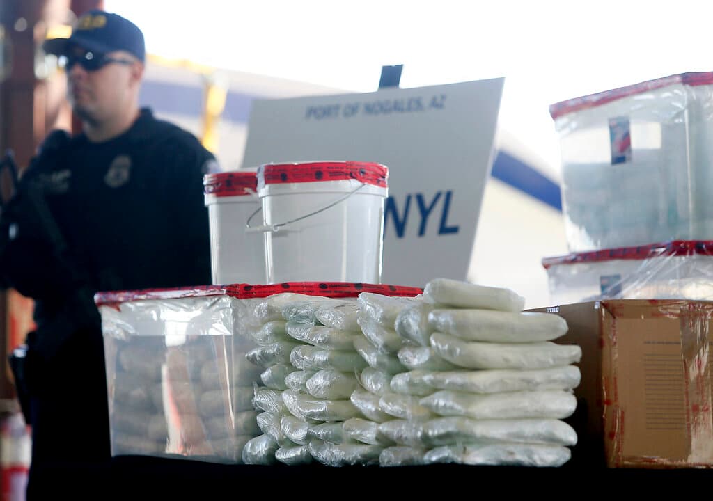 An unrelated display of meth by U.S. Customs and Border Protection.