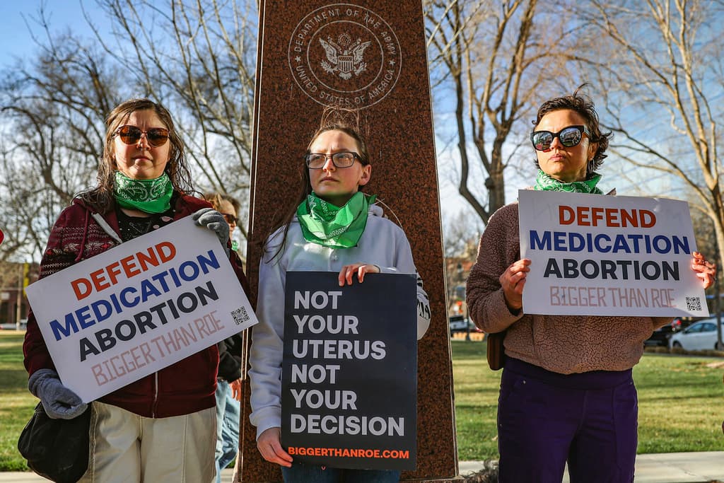 Protesters in support of access to abortion medication outside the Federal Courthouse on March 15, 2023 at Amarillo, Texas. 