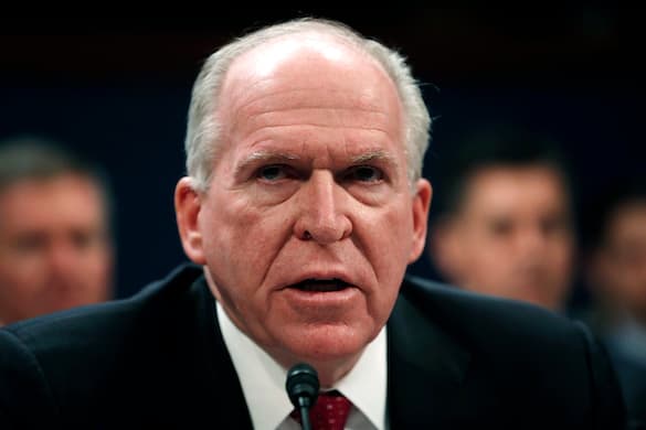 The former CIA director, John Brennan, testifies on Capitol Hill.