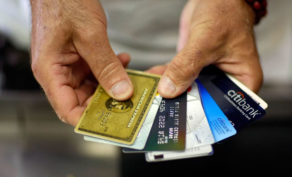 A display of credit cards at Lorenzo's Italian Market on May 20, 2009 at Miami. 
