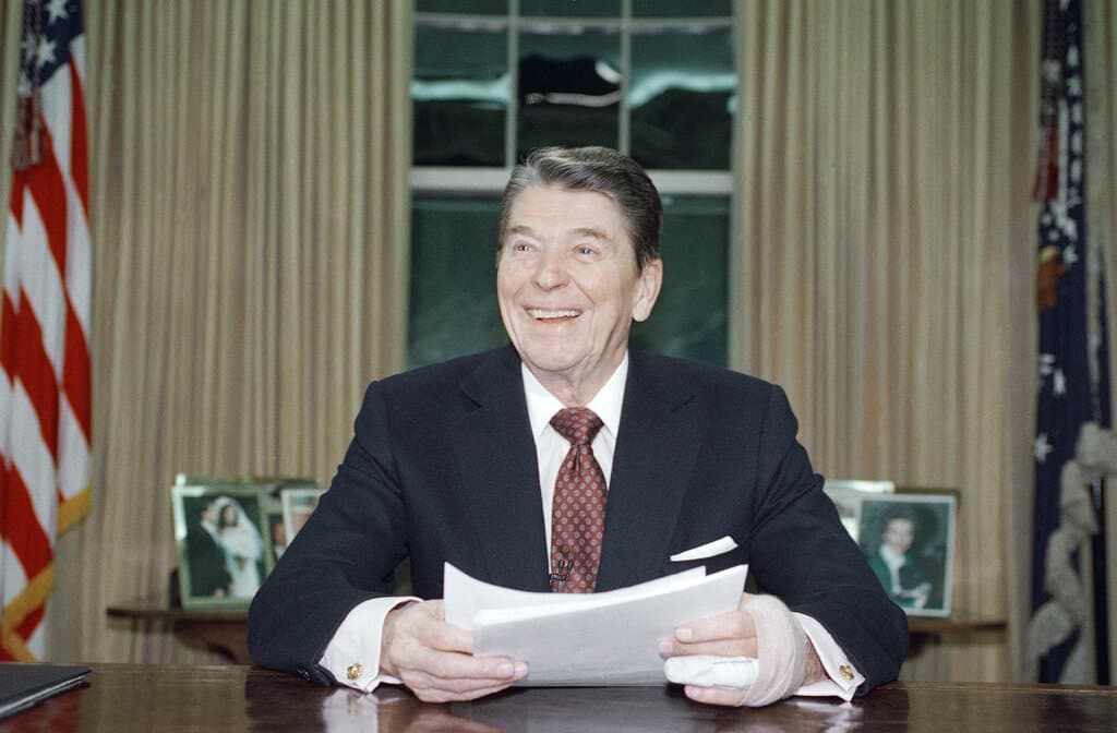 President Reagan on January 11, 1989, after delivering a televised farewell address.