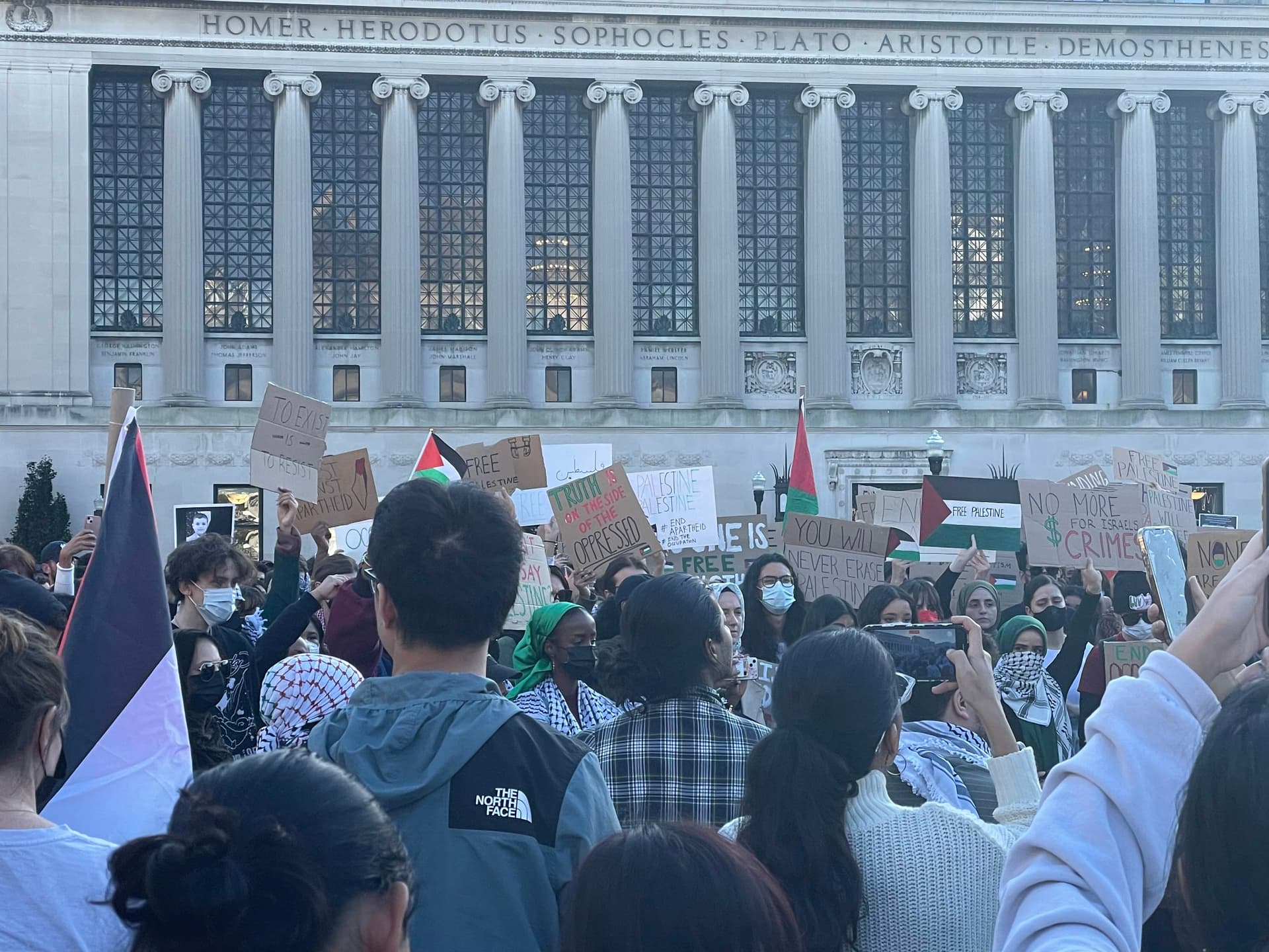 A protest at Columbia University on October 12, 2023.