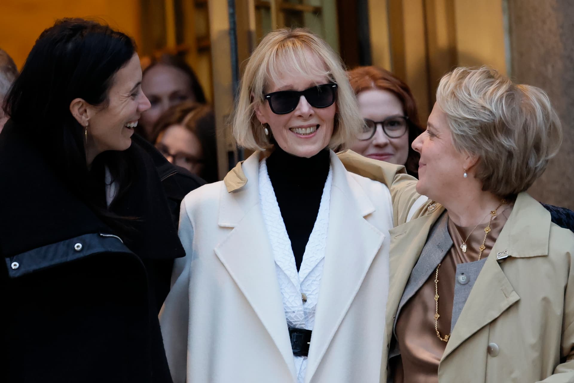 E. Jean Carroll leaves Manhattan Federal Court following the conclusion of her civil defamation trial against President Trump. 