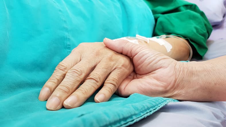 A patient receiving  end of life palliative care.