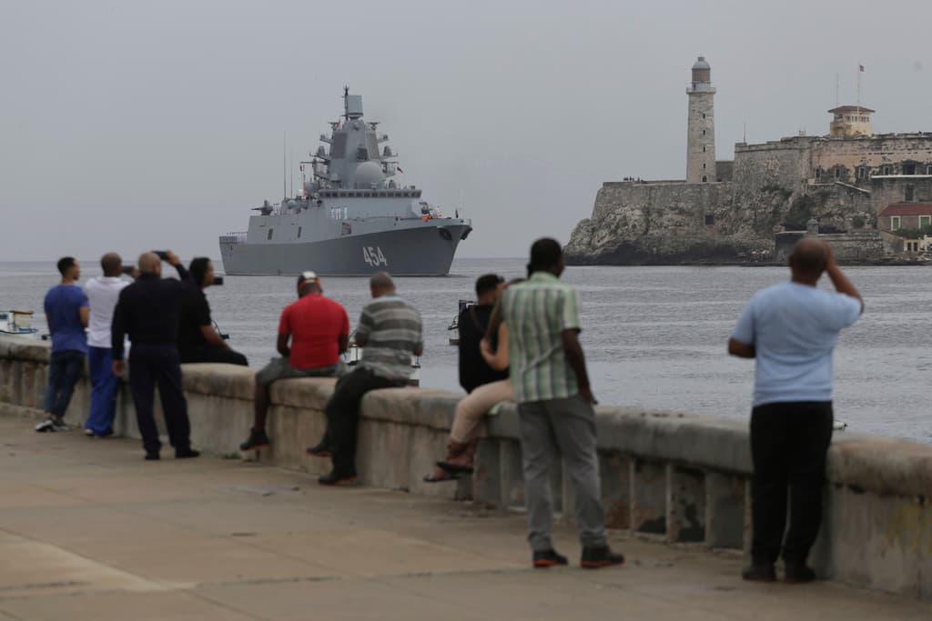 Tthe Russian frigate Admiral Gorshkov arrives at the port of Havana, June 12, 2024. 