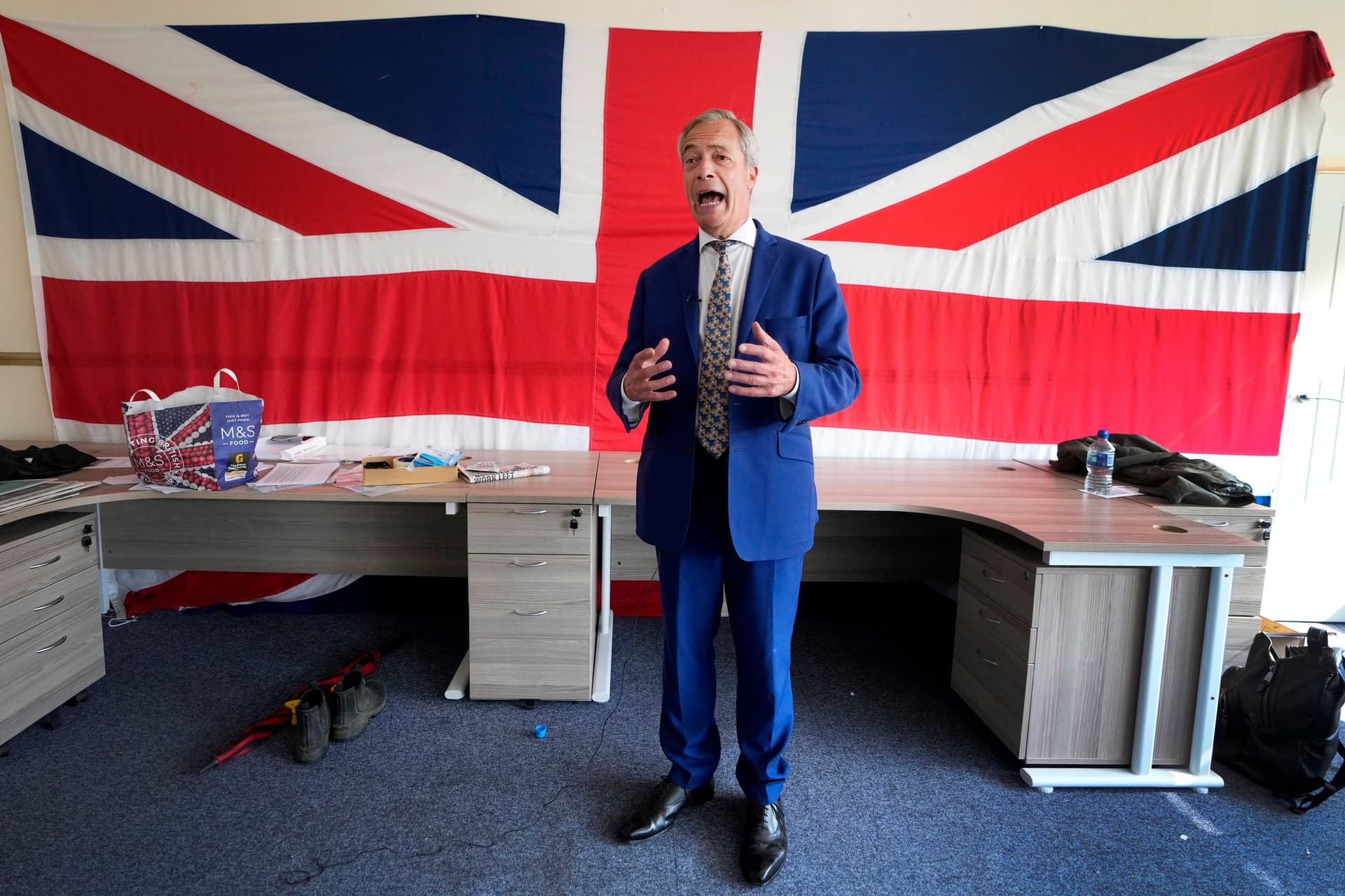 Reform UK party leader Nigel Farage at Clacton-On-Sea, England, June 21, 2024.
