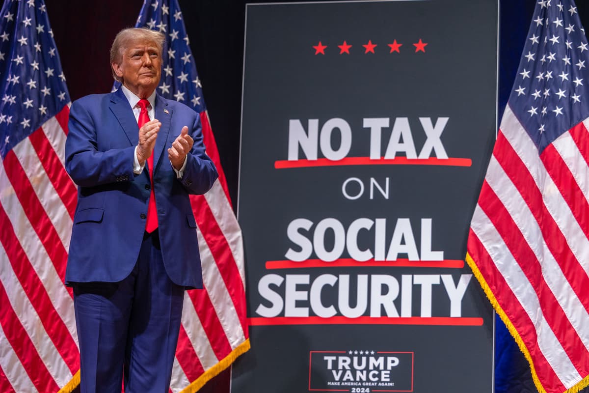 President Trump speaks at campaign event at Harrah's Cherokee Center, August 14, 2024, at Asheville, North Carolina. 