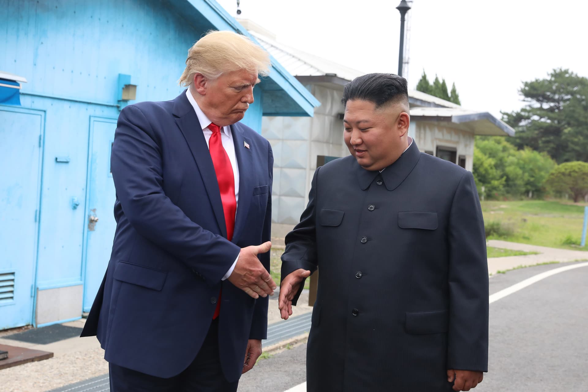 President Trump and the North Korean leader, Kim Jong-un, inside the demilitarized zone separating South and North Korea, June 30, 2019, at Panmunjom, South Korea.