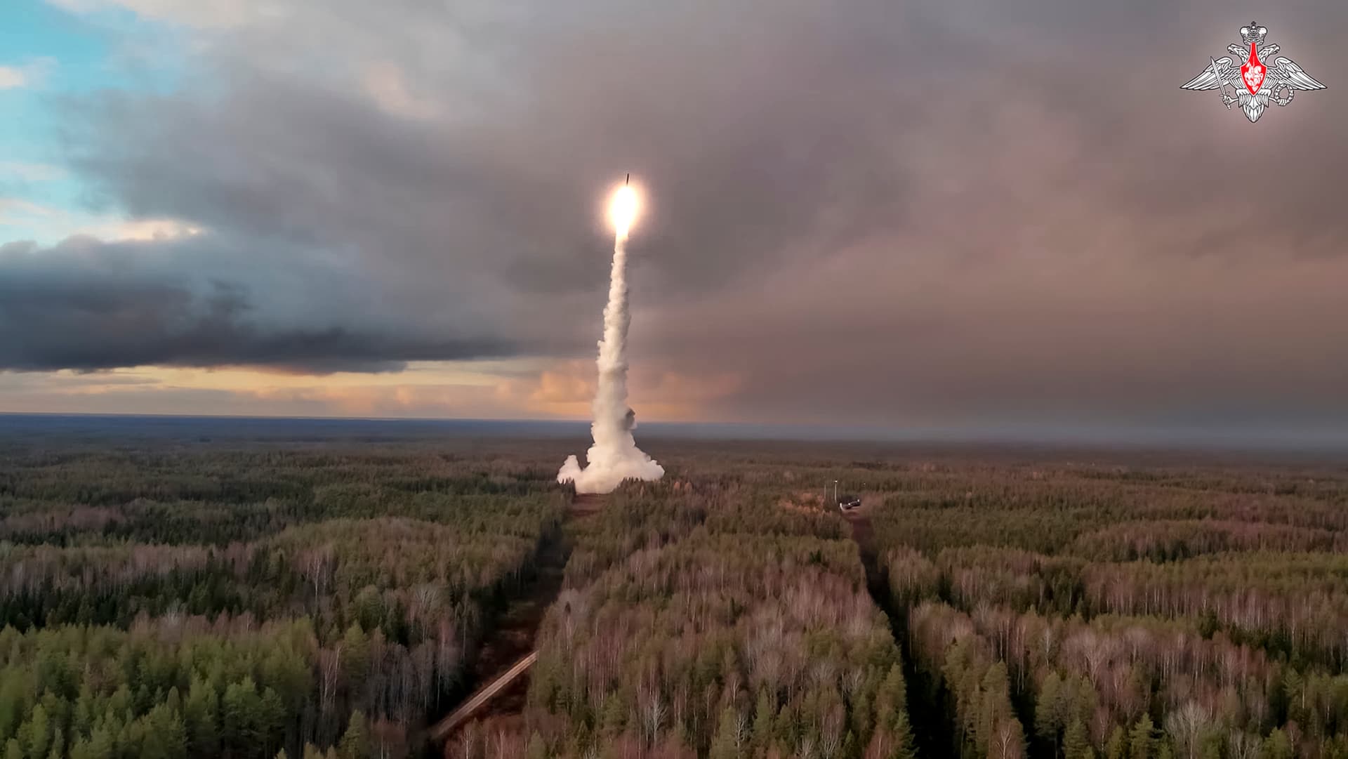 A Yars intercontinental ballistic missile is test-fired from the Plesetsk launchpad in northwestern Russia, October 29, 2024.