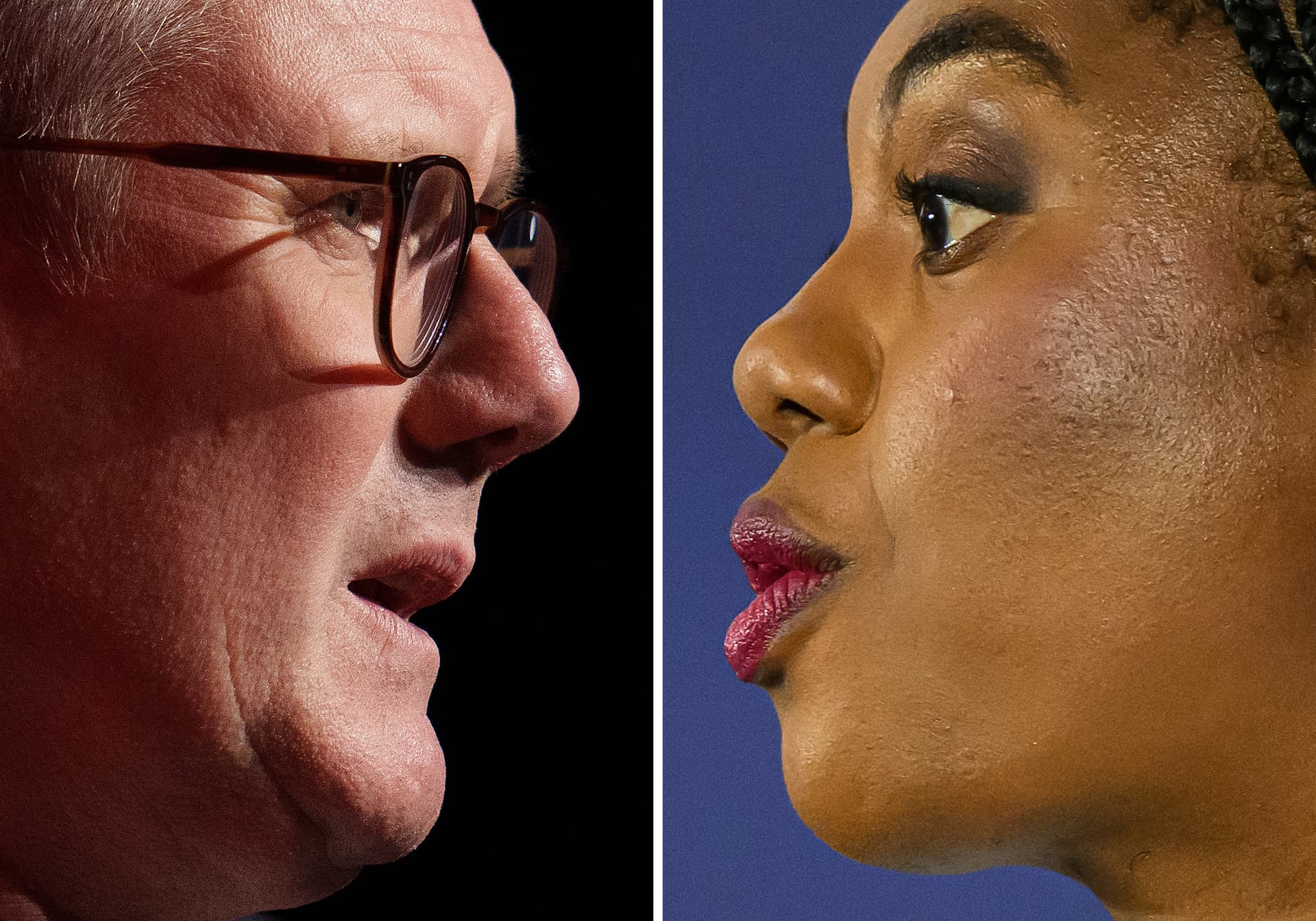 Prime Minister Starmer, left, and the Tory Party chief, Kemi Badenoch.
