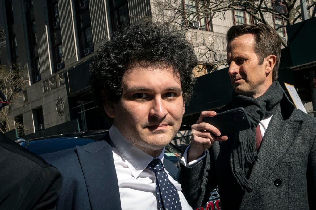 FTX's founder, Sam Bankman-Fried, arrives for trial at Manhattan Federal Court on March 30, 2023.