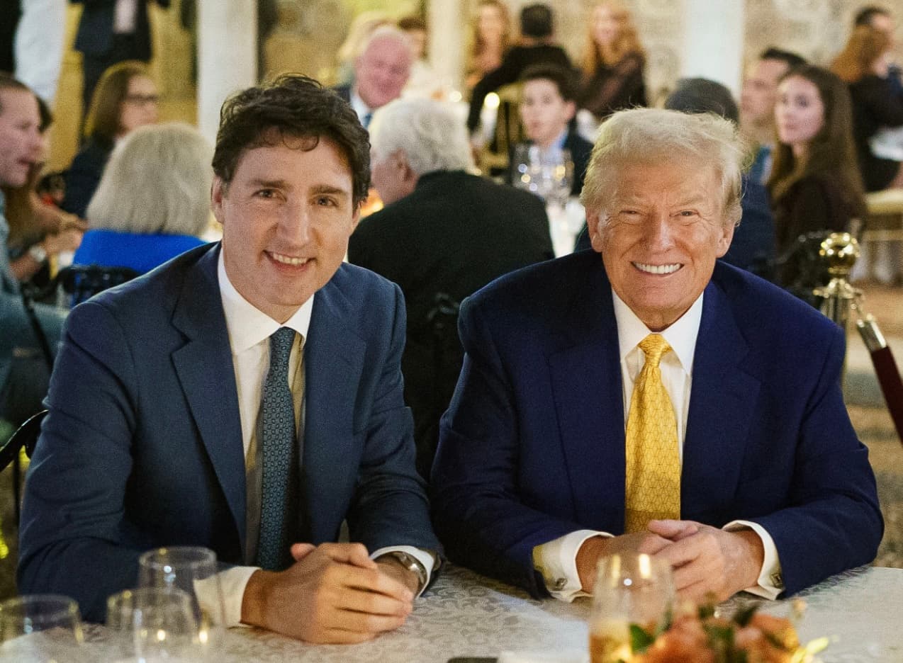 Prime Minister Justin Trudeau and President Trump at Mar-a-Lago in December 2024.