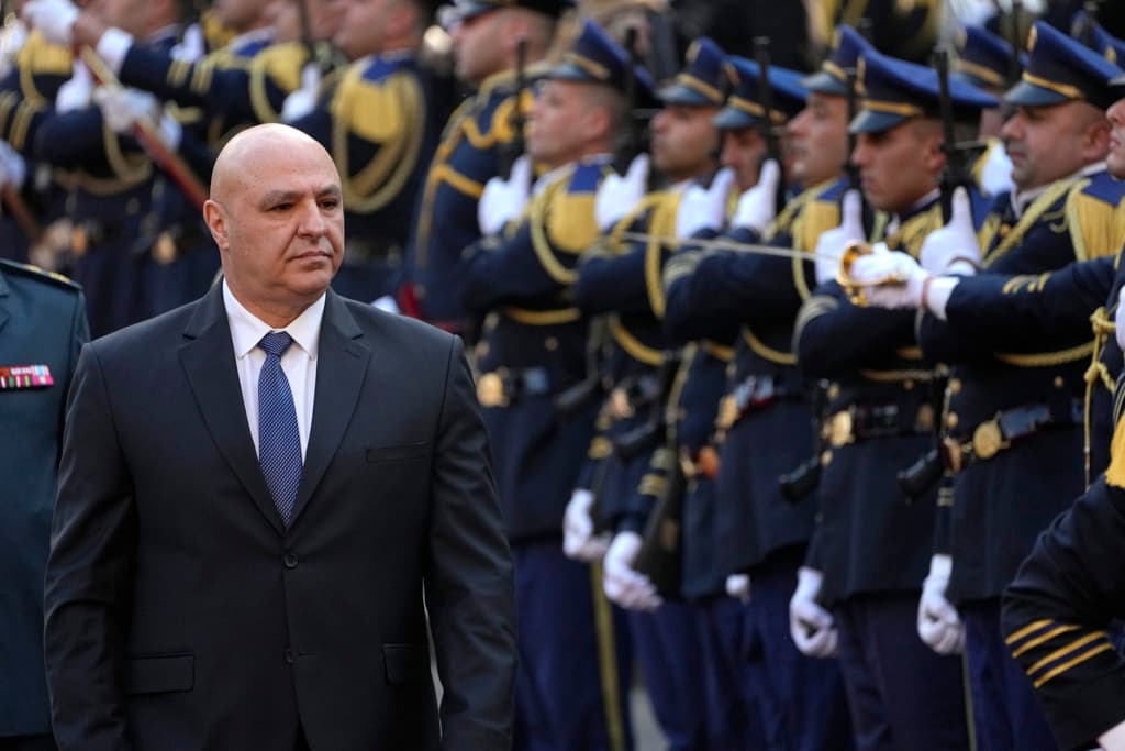 Lebanese president, Joseph Aoun reviews the honor guard upon his arrival at the Lebanese parliament, at Beirut, January 9, 2025.