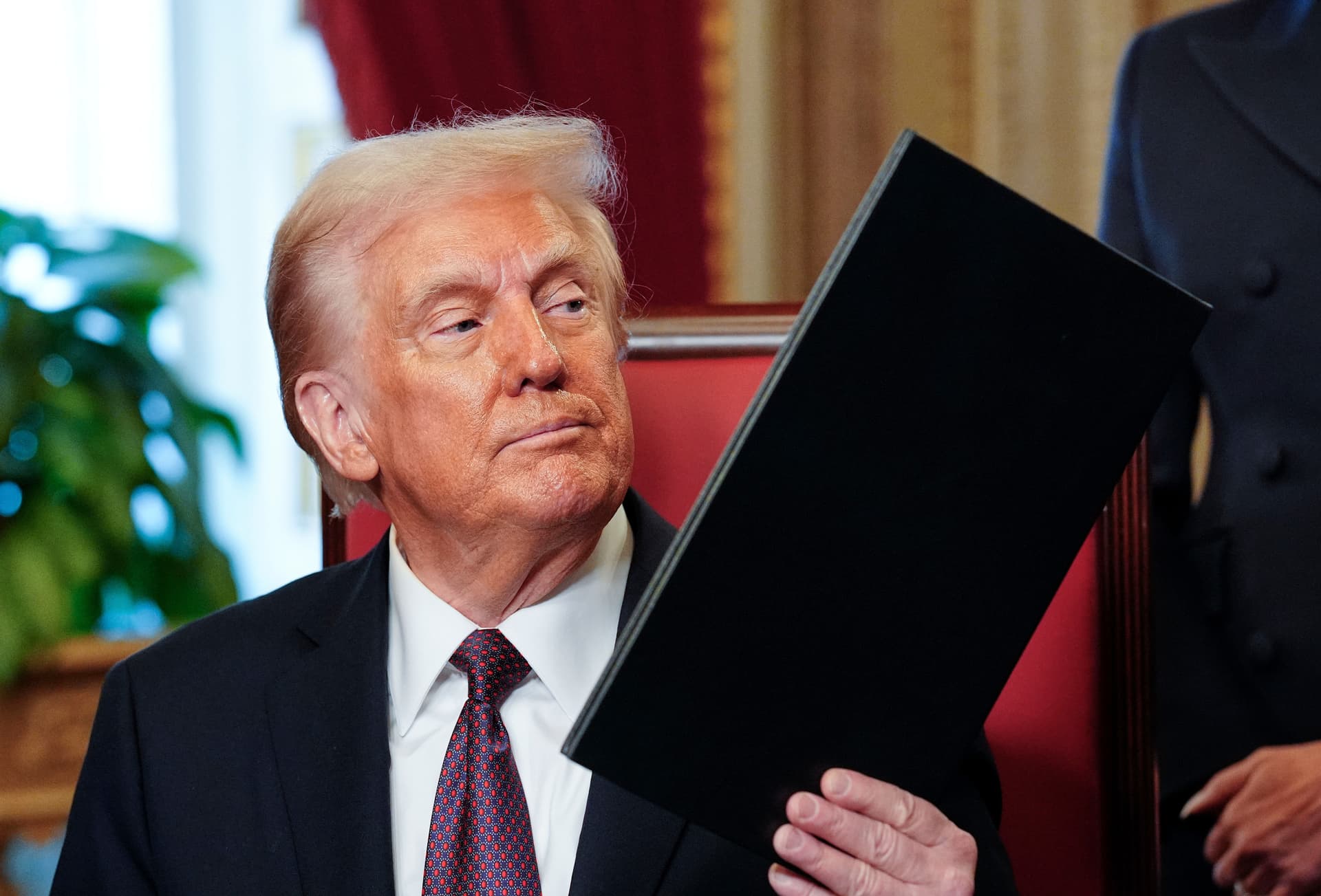 President Trump, center, at a signing ceremony in the Capitol's President's Room, January 20, 2025. 