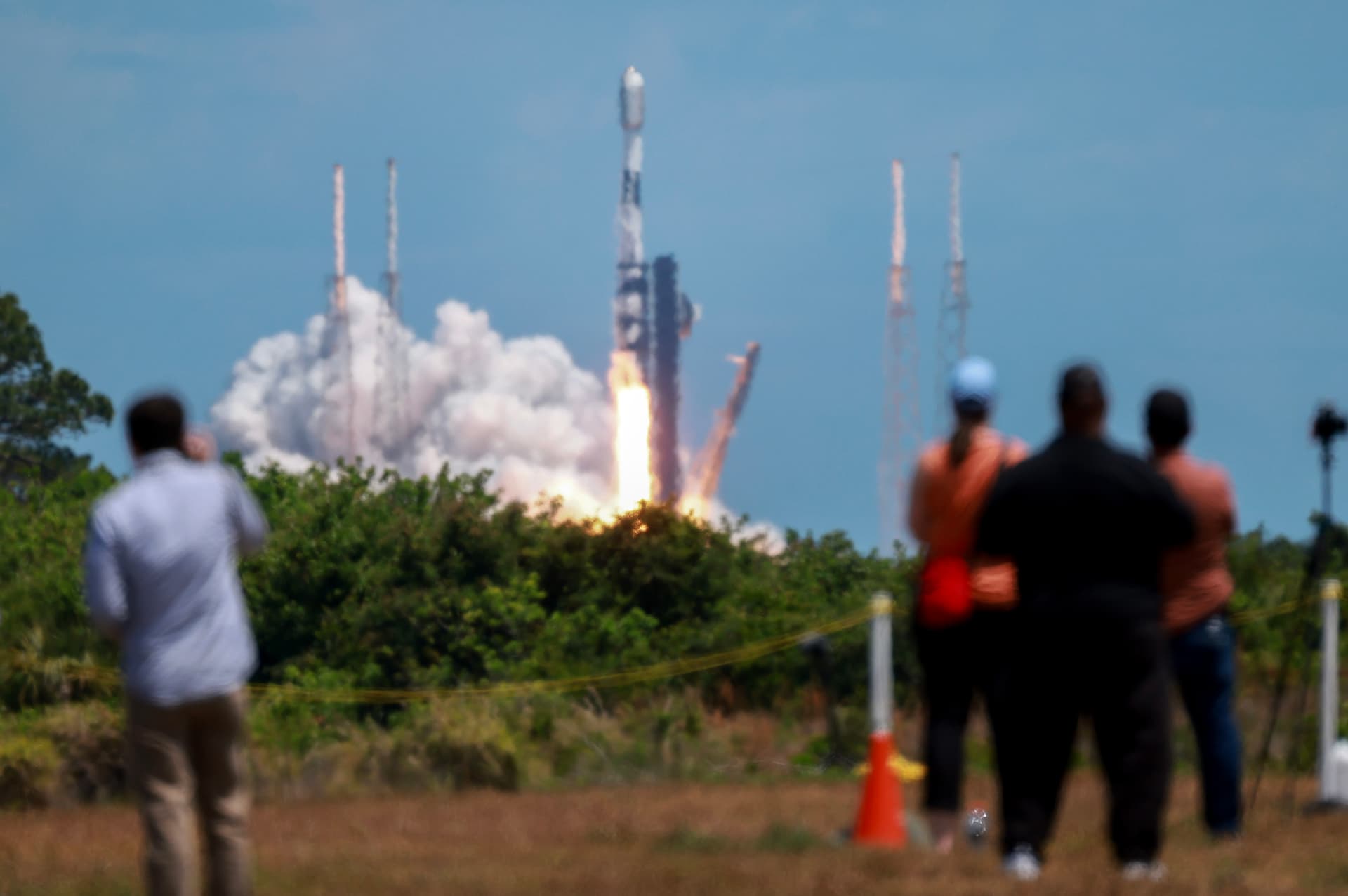 A SpaceX Falcon 9 rocket lifts off from Cape Canaveral Space Force Station on May 06, 2024 at Cape Canaveral, Florida, carrying 23 Starlink satellites into low Earth orbit. 