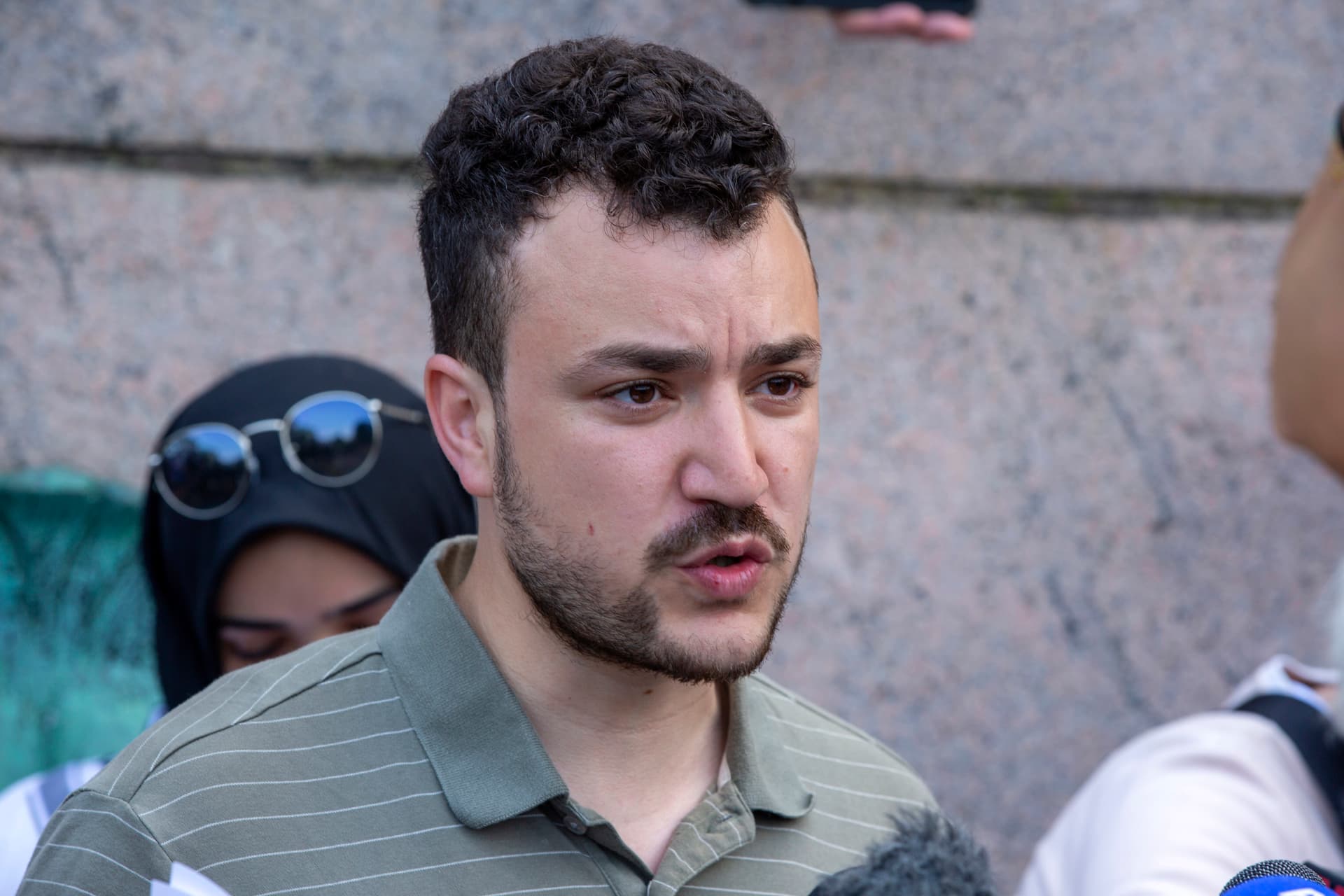 Mahmoud Khalil on the Columbia University campus at a pro-Palestinian protest encampment on April 29, 2024. 