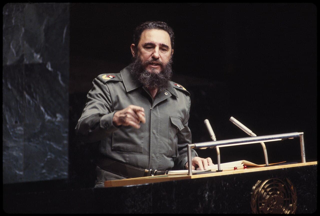 Cuban tyrant Fidel Castro at the United Nations, October 12, 1979.