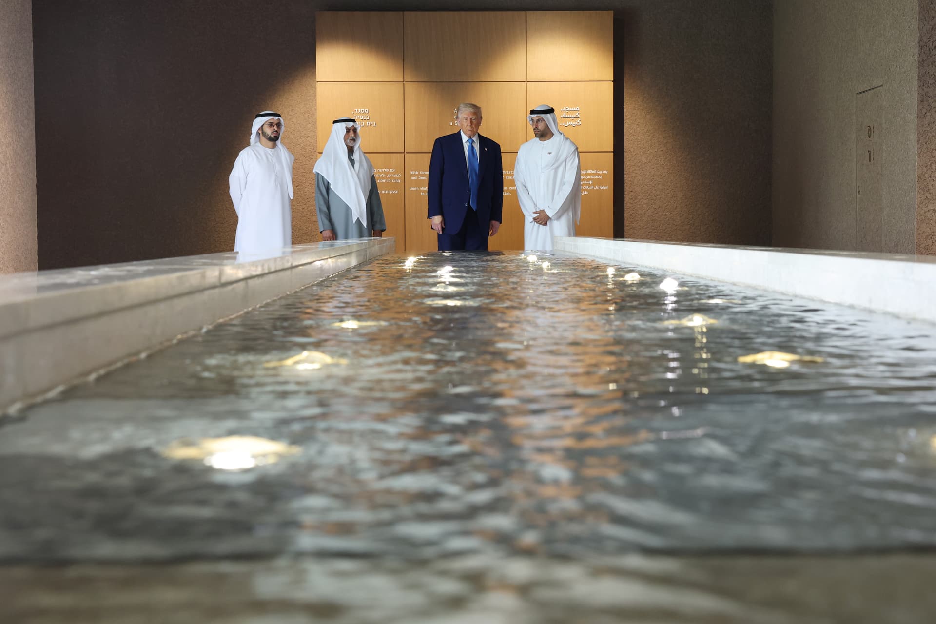 President Trump tours the Abrahamic Family House during a cultural visit on May 16, 2025, in Abu Dhabi, United Arab Emirates.