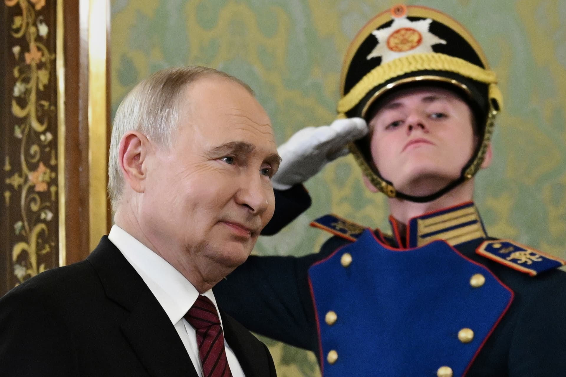 President Putin at the Grand Palace at the Kremlin, May 10, 2025.