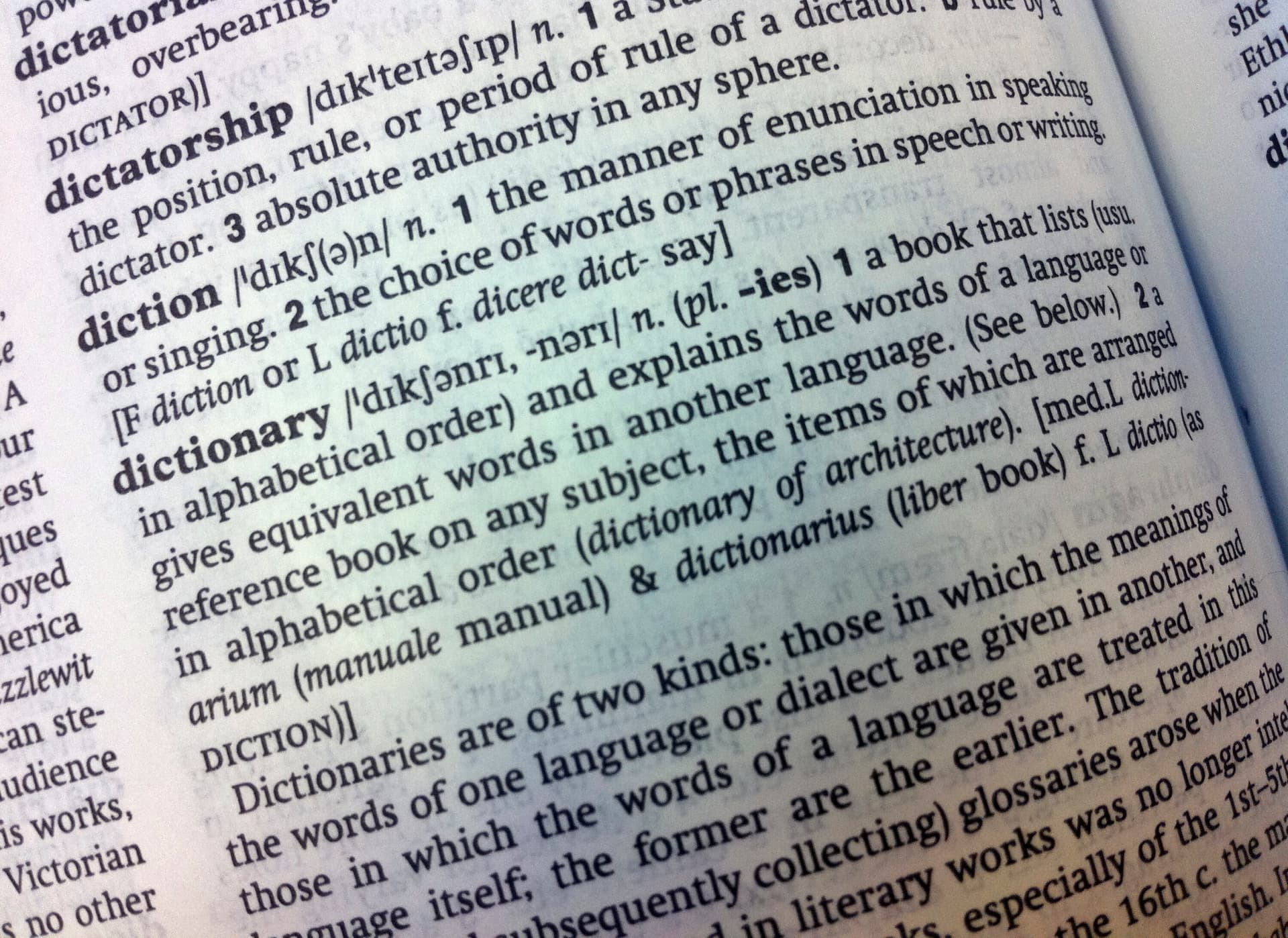 An entry in the Oxford English Dictionary, defining a dictionary, pictured August 29, 2010.