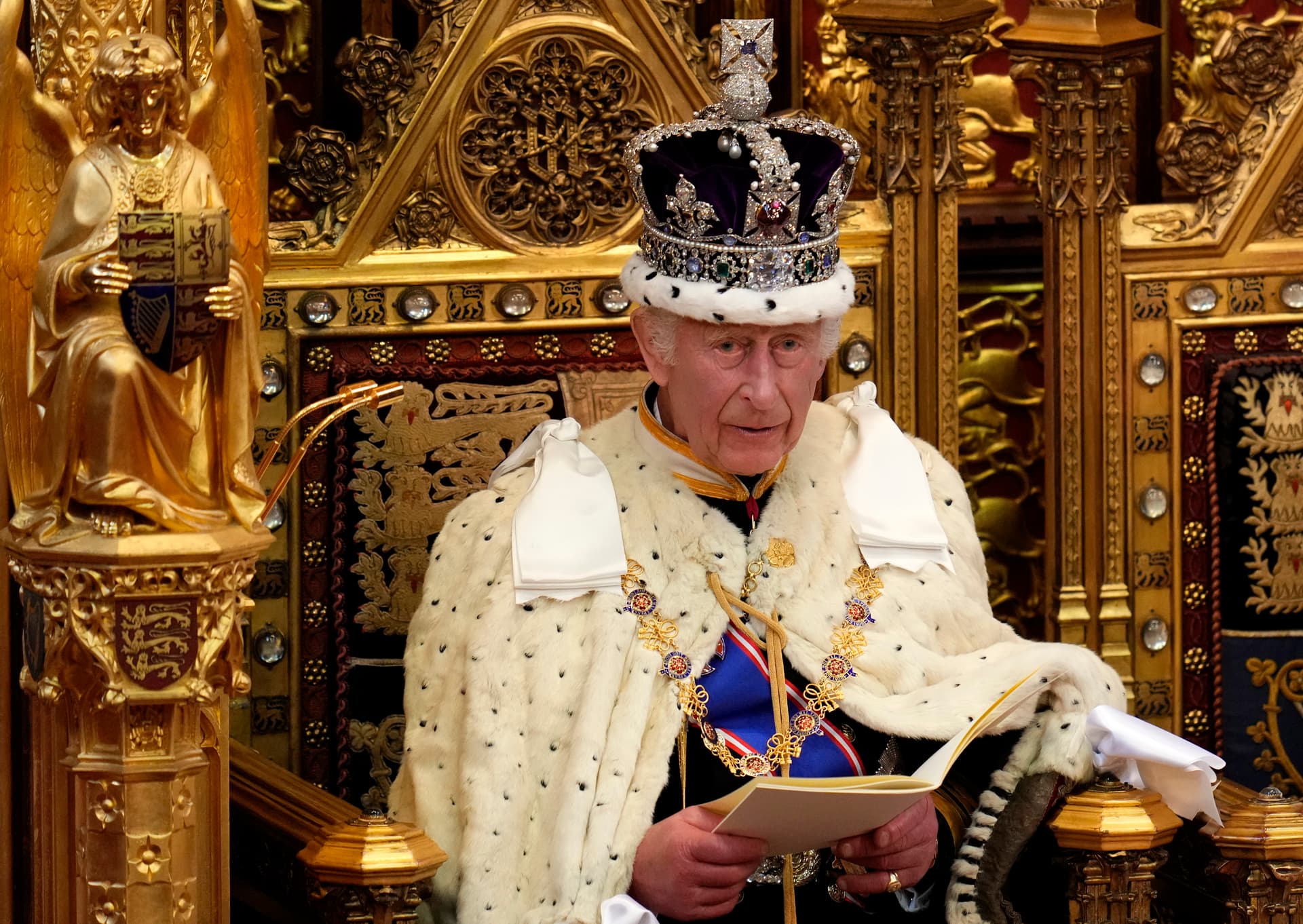 Charles III reads the King's Speech at the opening of Parliament on July 17, 2024. 