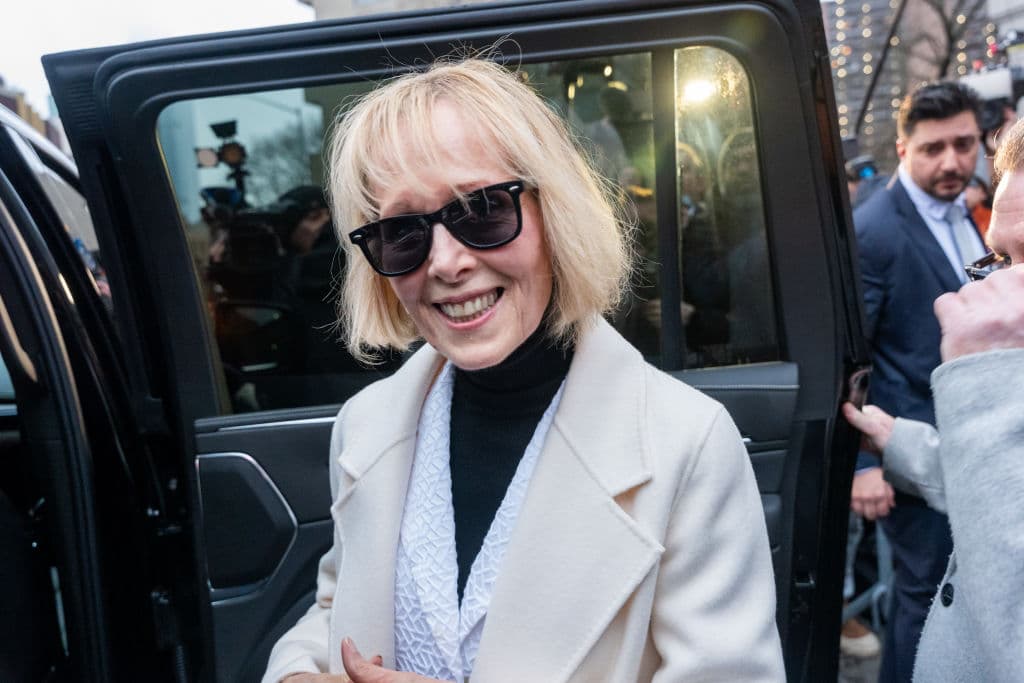 E. Jean Carroll departs a Manhattan federal court at the conclusion of her defamation suit against Donald Trump on January 26, 2024 at New York City.