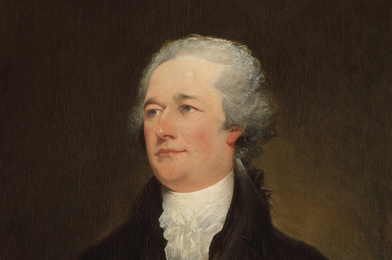 Detail of John Trumbull's portrait of America's first treasury secretary, Alexander Hamilton.