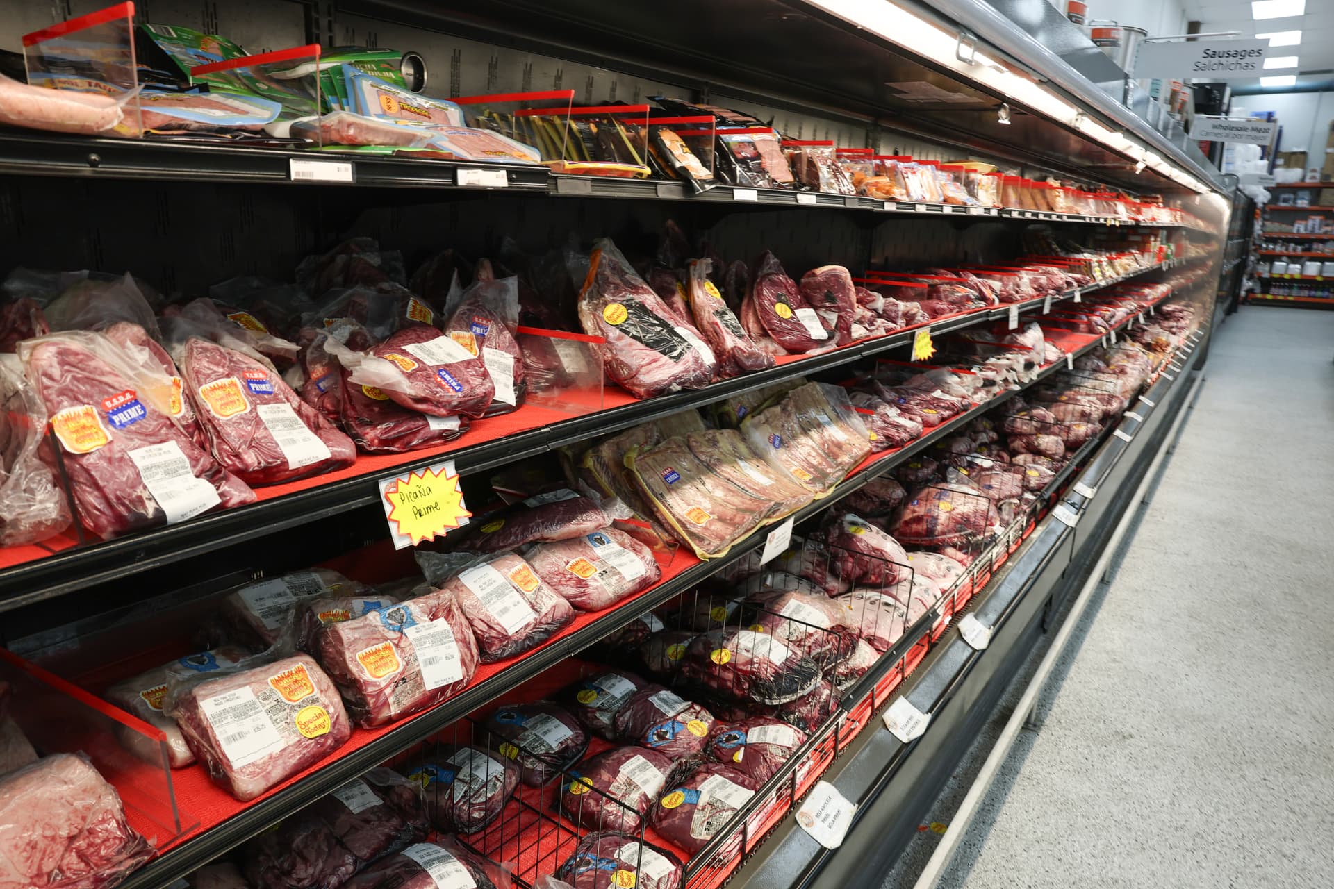FILE: Beef products on display in a grocery store at Miami, Florida.
