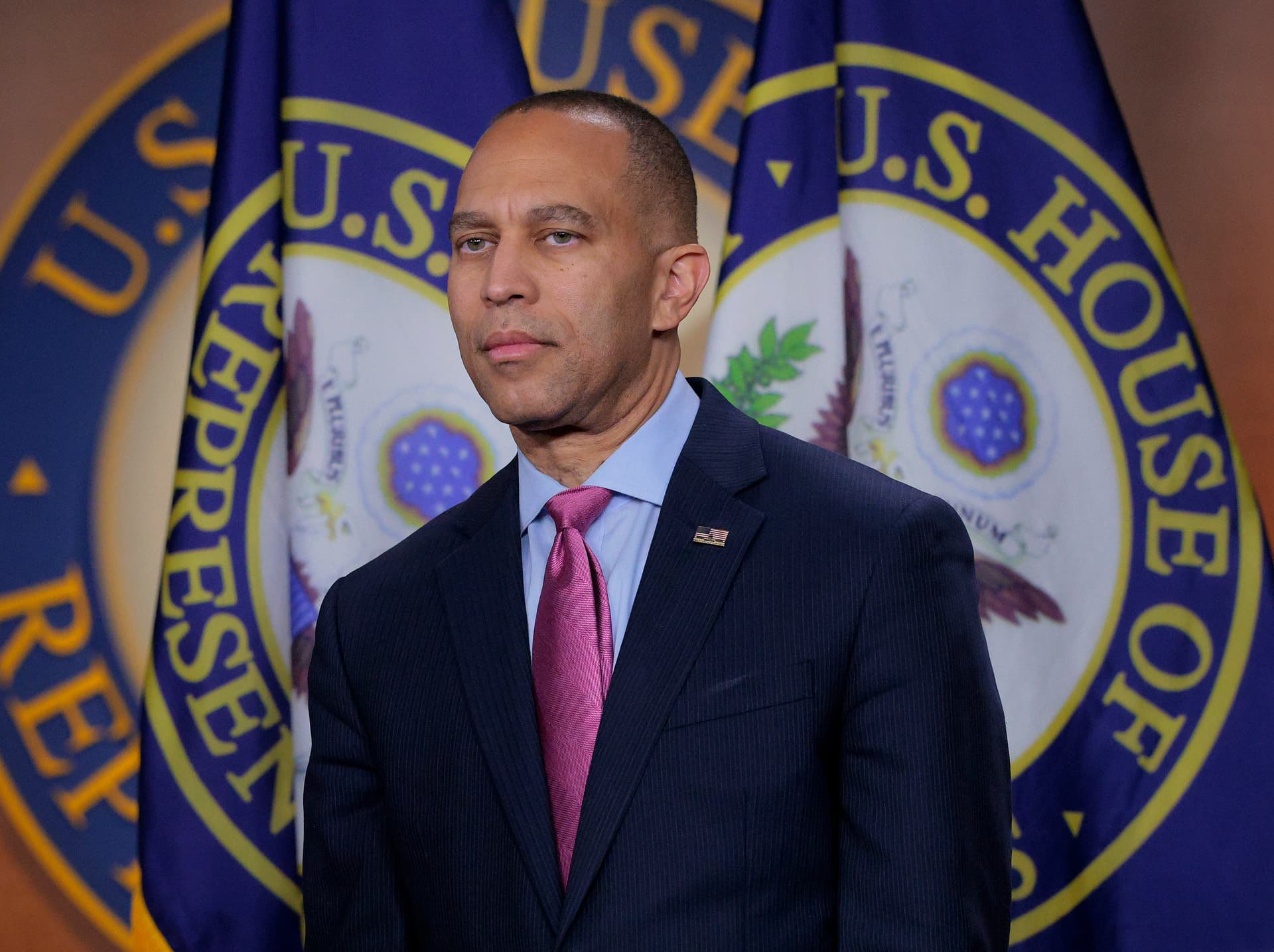 The House minority leader, Hakeem Jeffries, at the Capitol  on October 1, 2025 