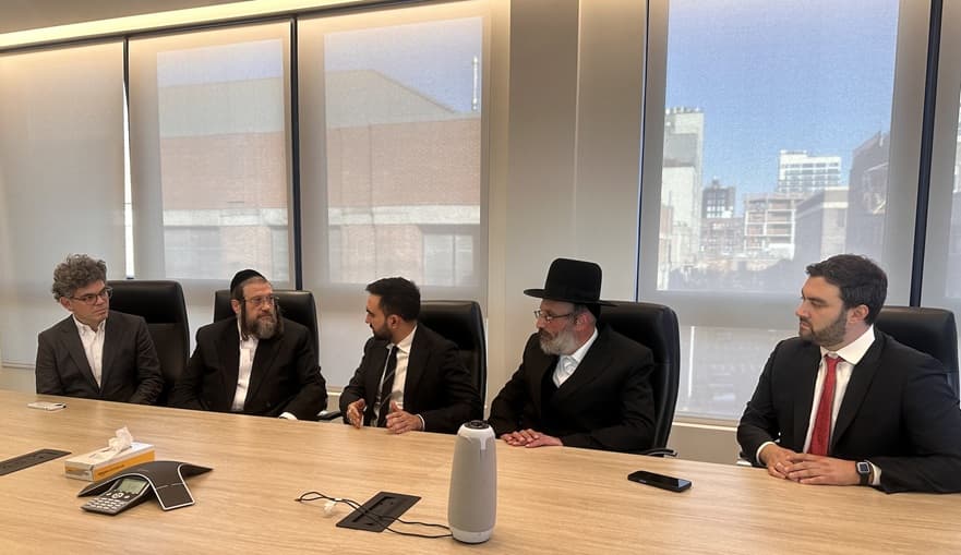 New York City's mayoral candidate meets with members of the Ahronim Faction of the Satmar Hasidic Community at Brooklyn on November 2, 2025.