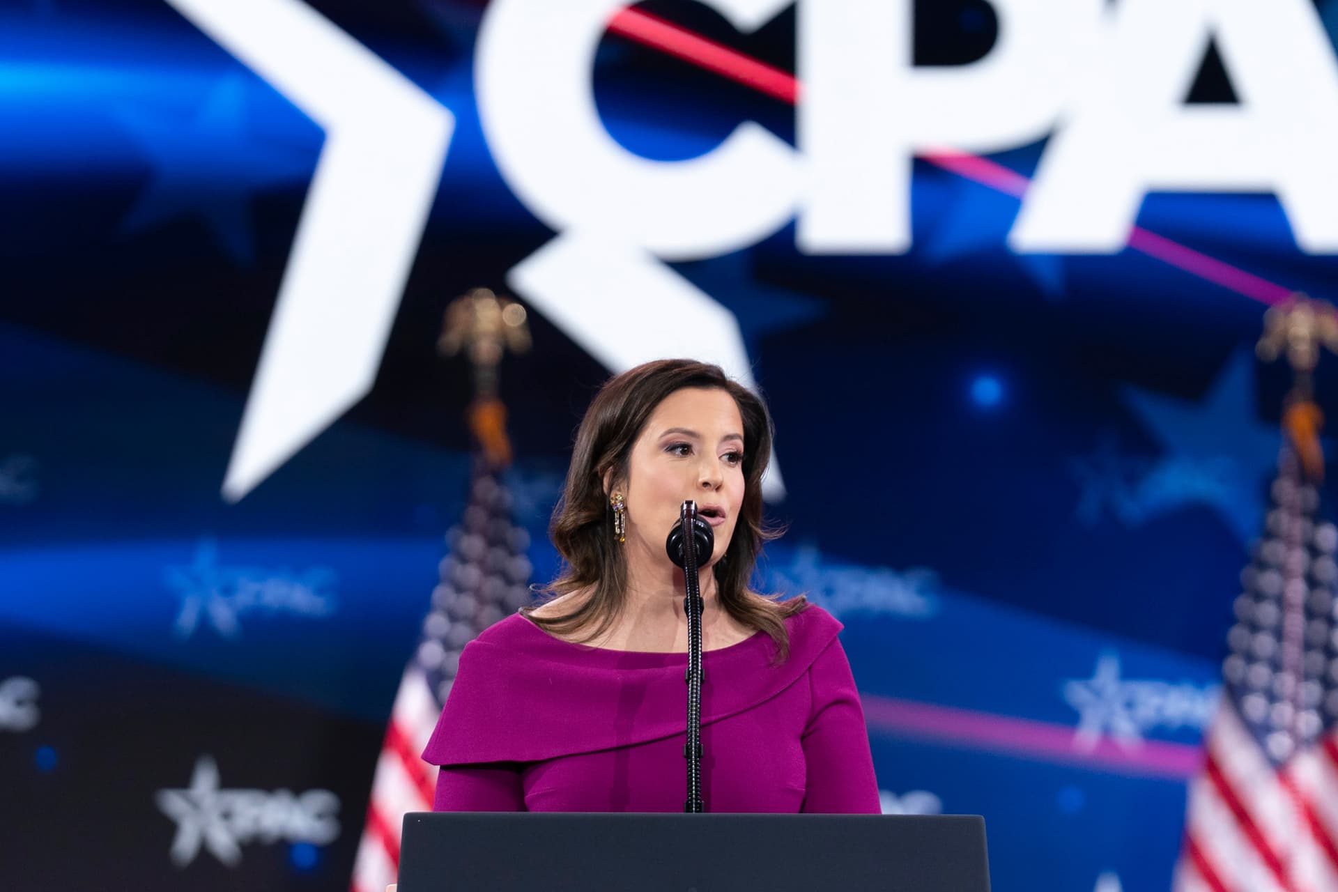Congresswoman Elise Stefanik speaks at the Conservative Political Action Conference on February 22, 2025.