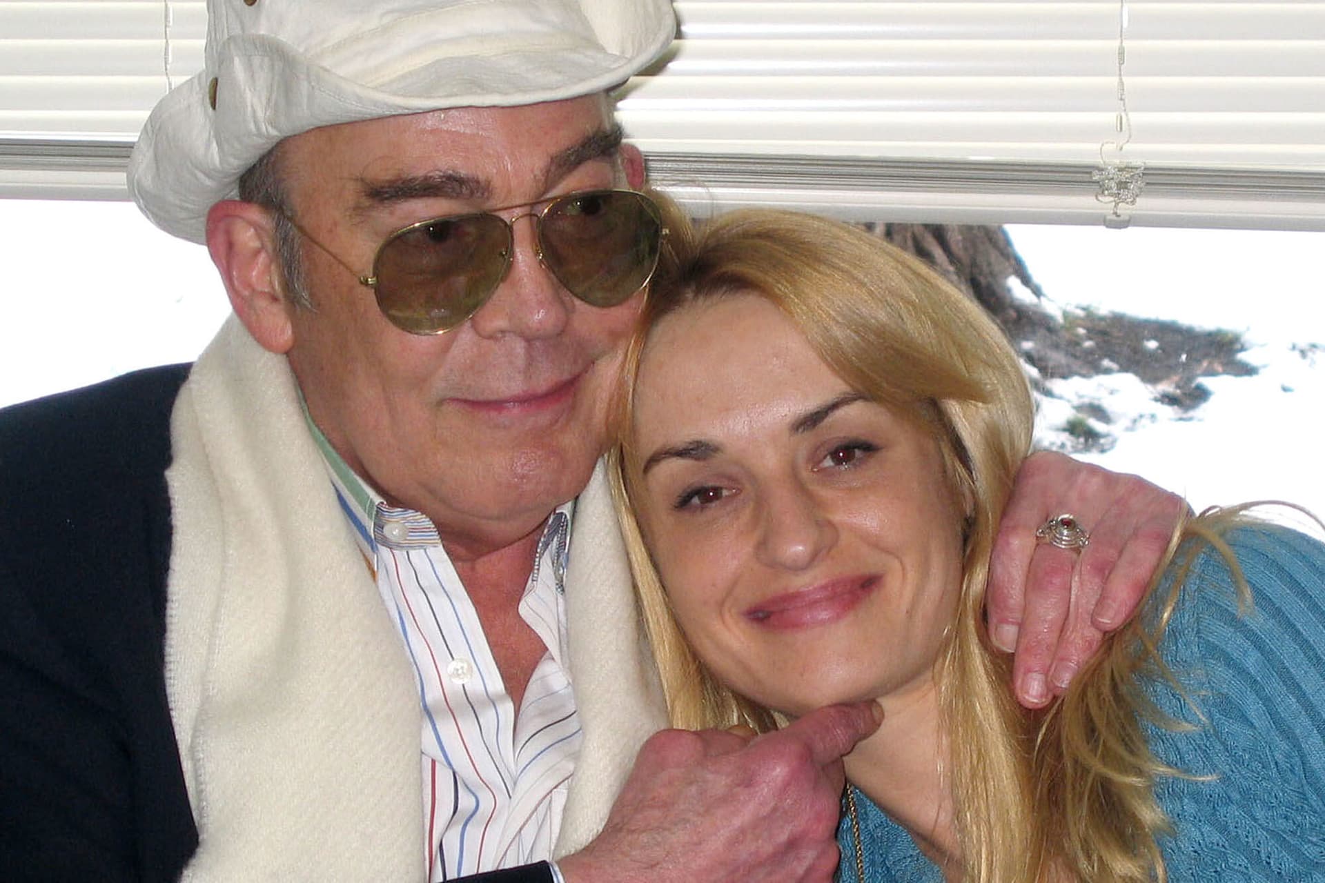 Hunter S. Thompson and his wife, Anita Thompson, during their civil wedding ceremony at Aspen, Colorado, on April 23, 2003.