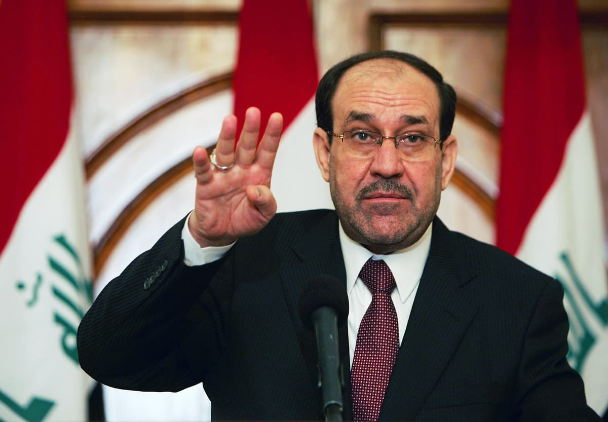 Iraqi Prime Minister Nuri al-Maliki speaks during a press conference on May 11, 2011 at the green zone area at Baghdad, Iraq. 