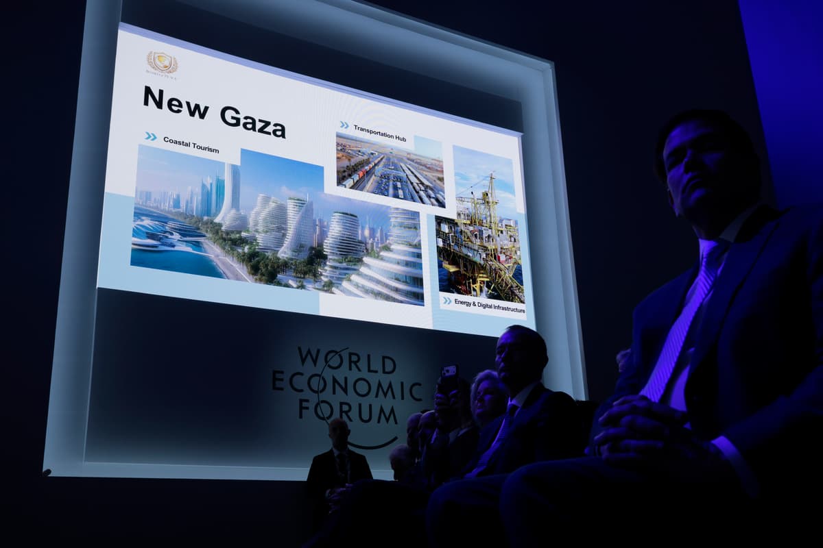 A plan for the reconstruction of Gaza is shown at the World Economic Forum.
