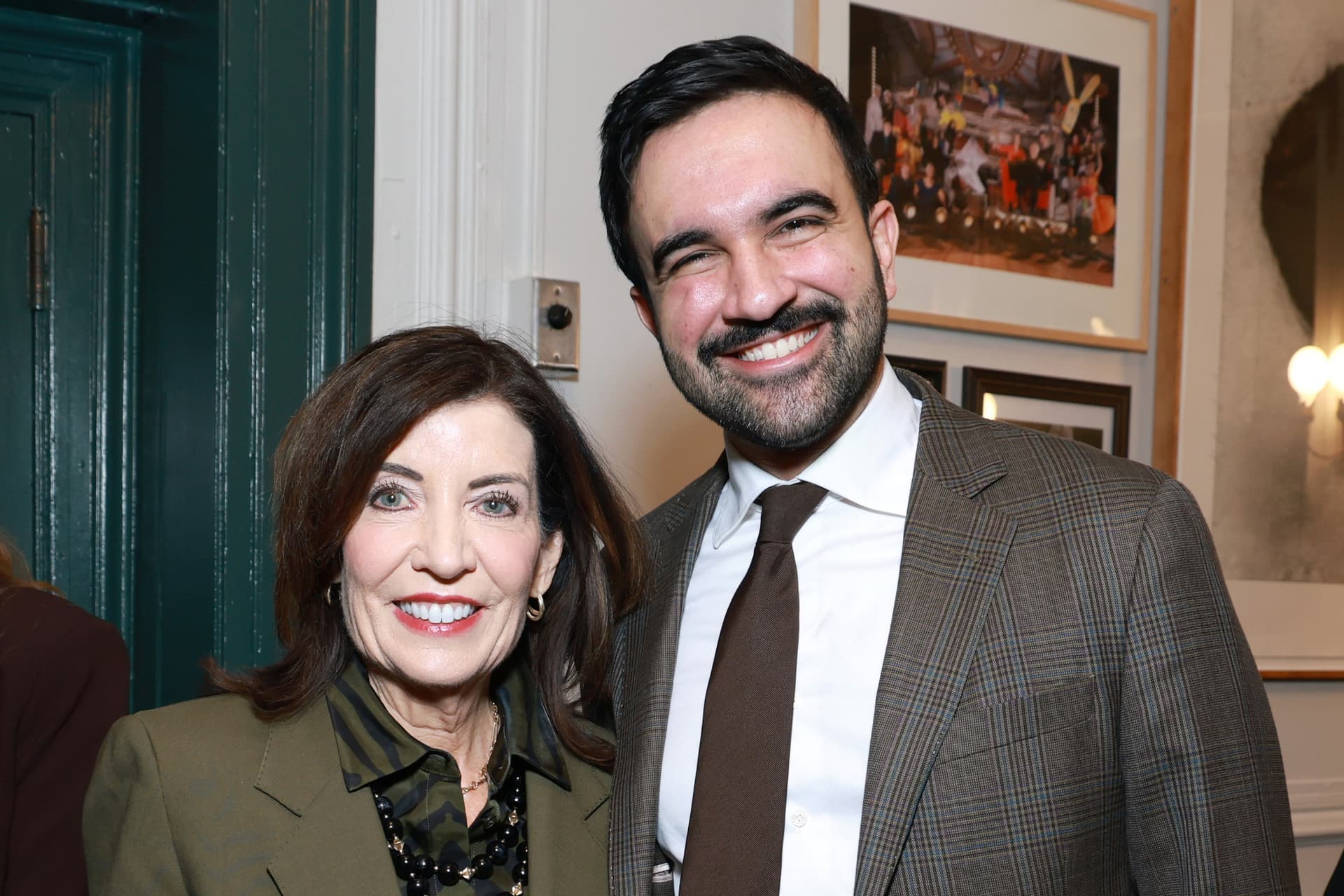 Governor Kathy Hochul and Mayor Zohran Mamdani at the Brooklyn Academy of Music on January 19, 2026.