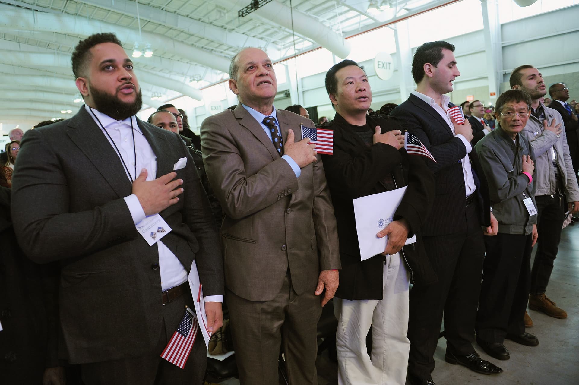 New American citizens at a naturalization ceremony on October 18, 2015 at New York City. 
