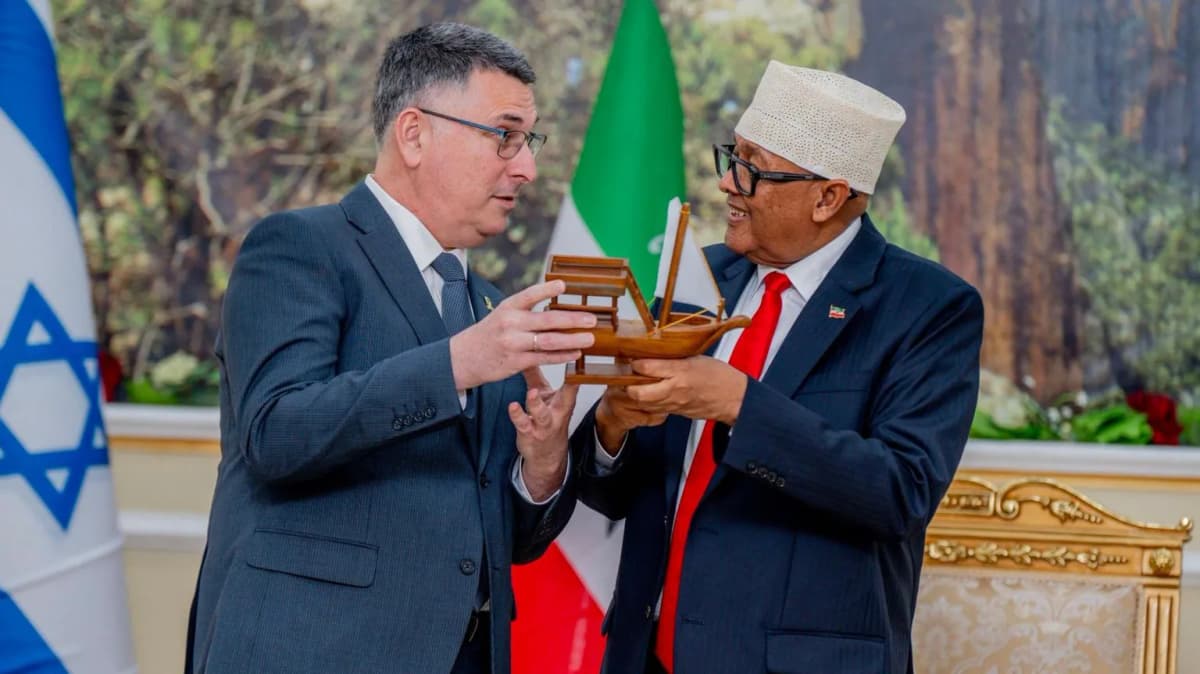 Foreign Minister Gideon Sa'ar, left, visits Hargeisa, the capital of Somaliland.