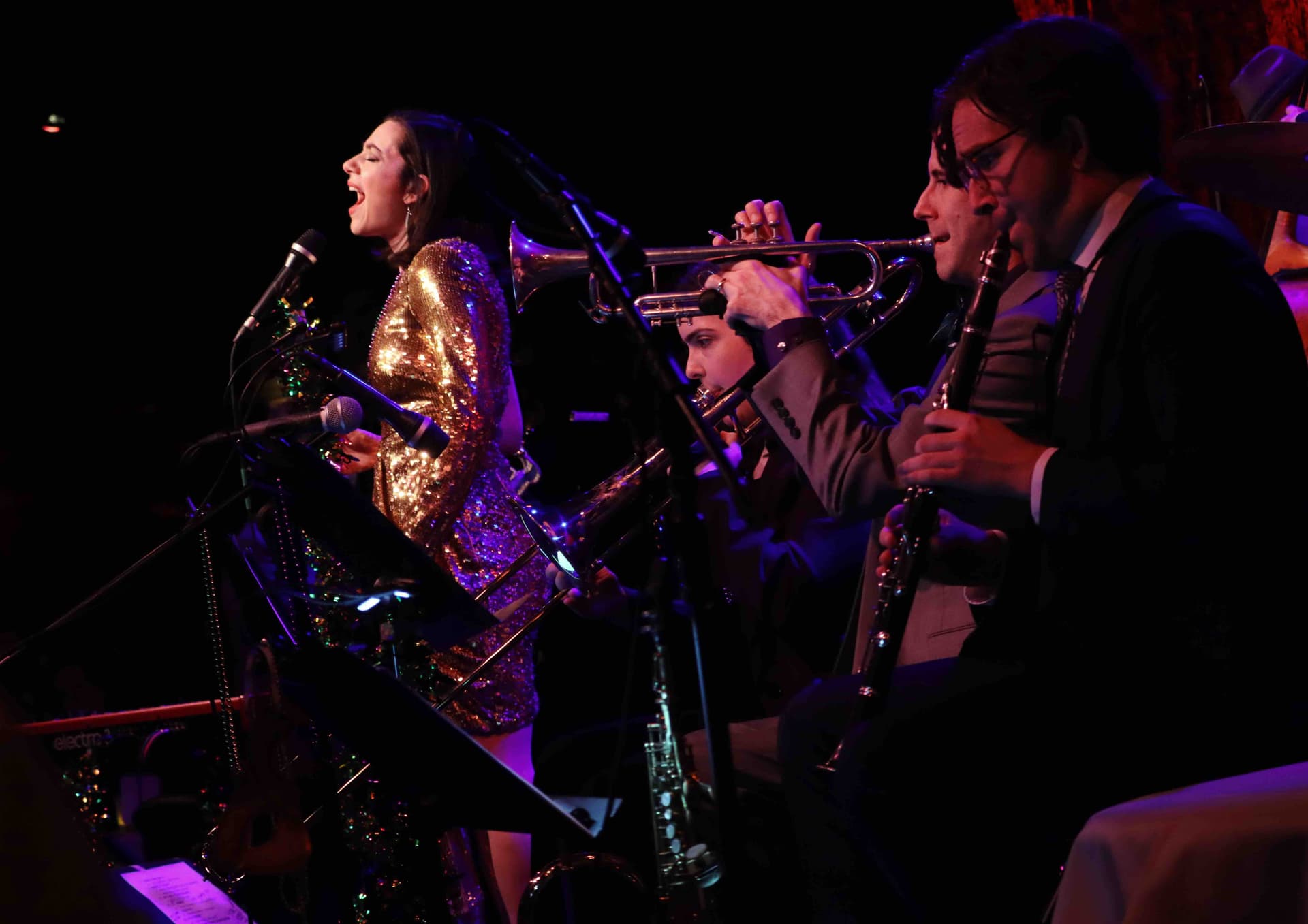 The full band performing at Birdland Jazz Club during Mardi Gras