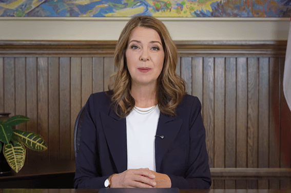 Premier Danielle Smith of Alberta announces a referendum in a televised address.